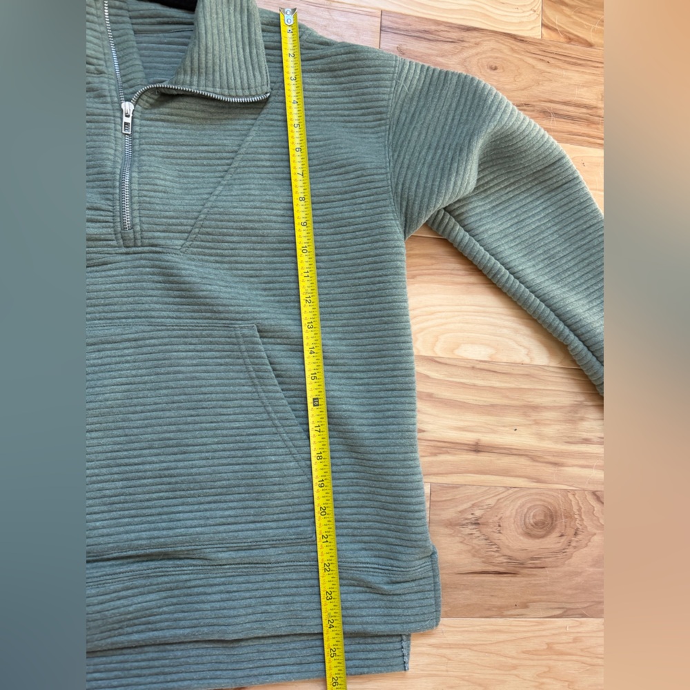 Kirkland Costco Signature Olive Ottoman Rib Half Zip Sweatshirt Size Large - Picture 3 of 7